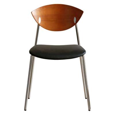 Arlensen Wood & Stainless Steel Dining Chair with Faux Leather Seat