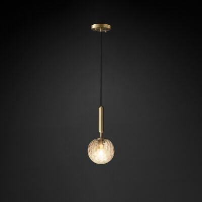 Omo Glass Ball Pendant Light, Brass / Clear