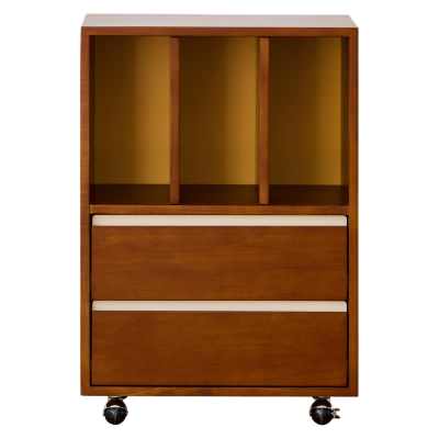 Moonrise Boxwood Modualr Storage Cabinet with Castors, 3 Open Compartments & 2 Drawers