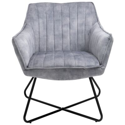 Marcolle Velvet Fabric Lounge Armchair, Silver