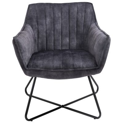 Marcolle Velvet Fabric Lounge Armchair, Charcoal
