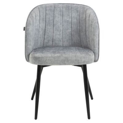 Megan Velvet Fabric Dining Chair, Set of 2, Silver Grey