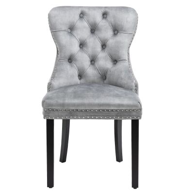 Miya Velvet Fabric Dining Chair, Set of 2, Silver / Black