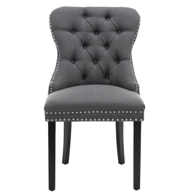 Miya Fabric Dining Chair, Set of 2, Dark Grey / Black