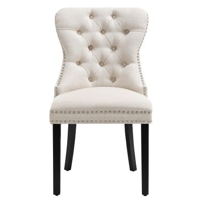 Miya Fabric Dining Chair, Set of 2, Oatmeal / Black