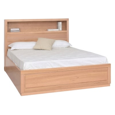 Ashforde Messmate Timber Bookcase Gas Lift Platform Bed, Queen