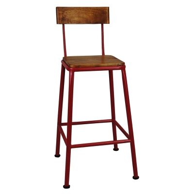 Hunston Metal Counter Chair with Timber Seat, Red