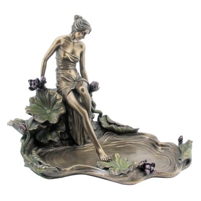 Veronese Cold Cast Bronze Coated Lady Stepping Water Jewellery Tray