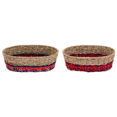 Terith 2 Piece Woven Oval Shallow Basket Set