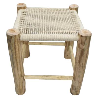 Tesmere Timber & Jute Dining Stool, Open Weave