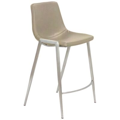 Nash Faux Leather Counter Stool, Taupe / Stainless Steel