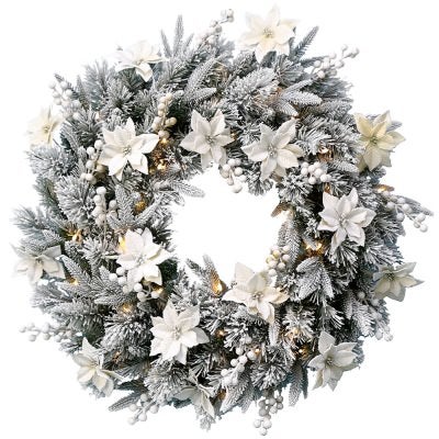 Frosted Colonial LED Light Up Artificial Christmas Wreath, 60cm