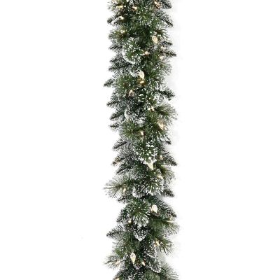 Glittery Bristle Battery Operated LED Light Up Christmas Garland, 274cm