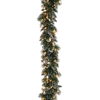 Glittery Bristle Electric LED Light Up Christmas Garland, 274cm
