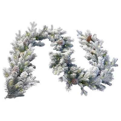 Snowy Dorchester Battery Operated LED Light Up Christmas Garland, 274cm