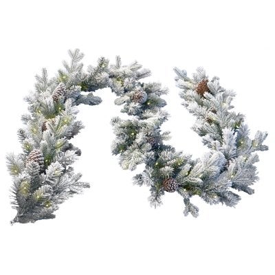 Snowy Dorchester Electric LED Light Up Christmas Garland, 274cm