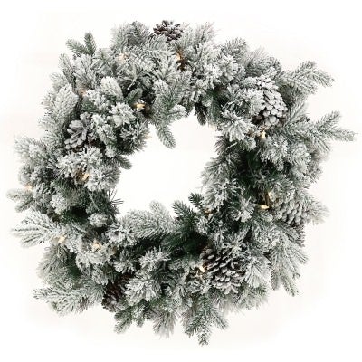 Snowy Dorchester LED Light Up Artificial Christmas Wreath, 60cm