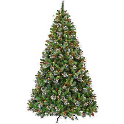 Wintry Pine LED Light Up Artificial Christmas Tree, 229cm