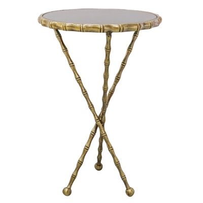 Irving Glass Topped Metal Round Side Table, Antique Gold