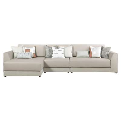 Richeld Microfiber Leather & Fabric Modular Corner Sofa, 3 Seater with LHF Chaise