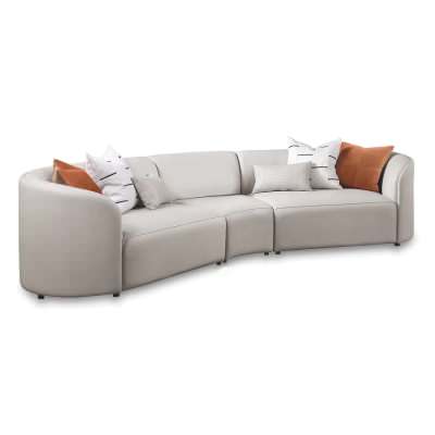Seraphine Microfiber Leather Modular Curved Sofa, 5 Seater