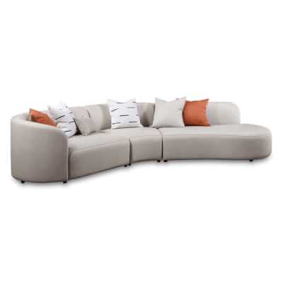Seraphine Microfiber Leather Modular Curved Sofa, 3 Seater with Right Bumper