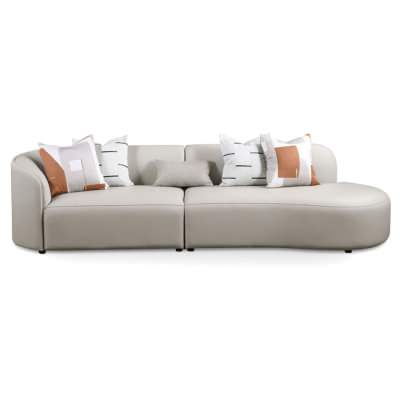 Seraphine Microfiber Leather Modular Curved Sofa, 2 Seater with Right Bumper