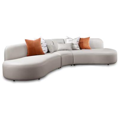 Seraphine Microfiber Leather Modular Curved Sofa, 1 Seater with Double Bumper