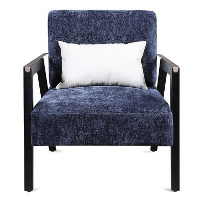 Norvale Fabric & Oak Timber Armchair, Royal Blue