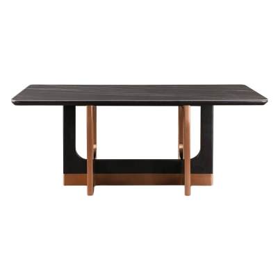 Grandis Sintered Stone Top Dining Table, 180cm, Black / Copper