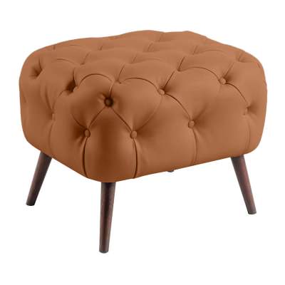 Aurex Microfiber Leather Footstool, Caramel