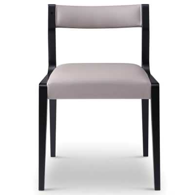 Moltrix Microfiber Leather & Oak Timber Dining Chair, Taupe / Black