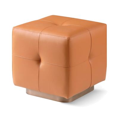 Bravelle Microfiber Leather Square Ottoman / Footstool, Caramel