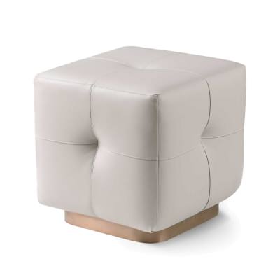 Bravelle Microfiber Leather Square Ottoman / Footstool, Off White