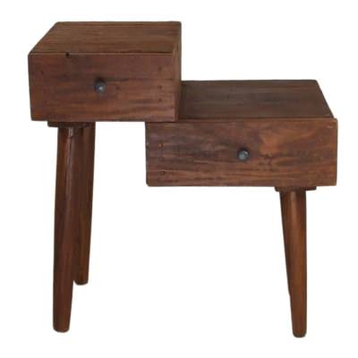 Bethel Mahogany Timber Side Table, Light Brown
