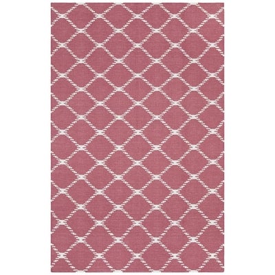 Nomad Hand Knotted Weave Stitch Design Woolen Rug in Pink - 225x155cm