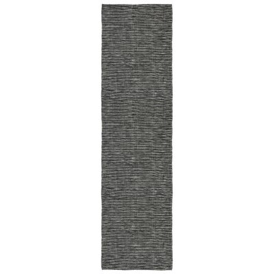 Scandi Reversible Wool Runner Rug, 400x80cm, Black