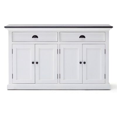 Halifax Contrast Mahogany Timber 4 Door 2 Drawer Buffet Table, 145cm, Black / White