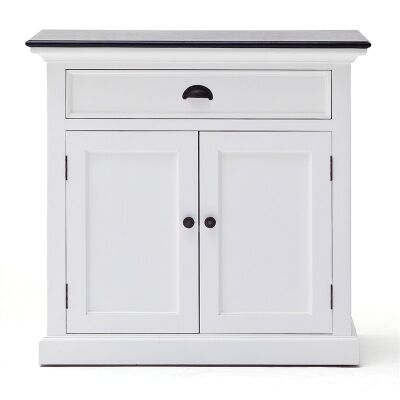 Halifax Contrast Mahogany Timber 2 Door 1 Drawer Buffet Table, 90cm, Black / White