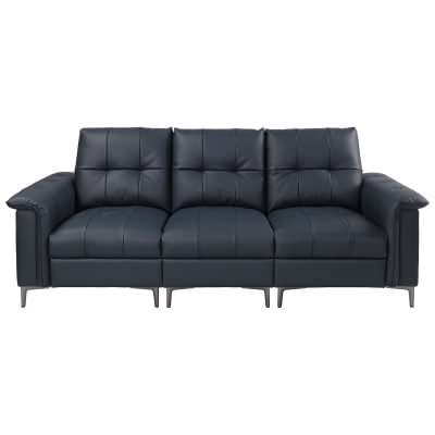 Liora Full Top Grain Leather Sofa, 3 Seater, Midnight Blue