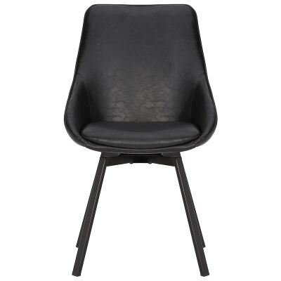Nemo Commercial Grade Faux Leather Swivel Dining Chair, Vintage Black