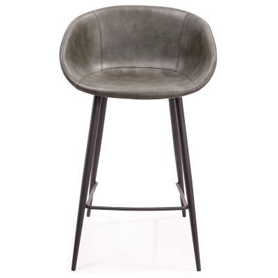 Nicola Faux Leather & Metal Counter Stool, Olive / Black