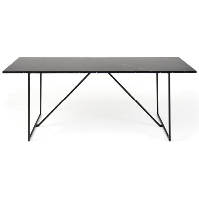 Nala Marble & Metal Dining Table, 240cm, Black