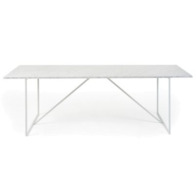Nala Marble & Metal Dining Table, 240cm, White
