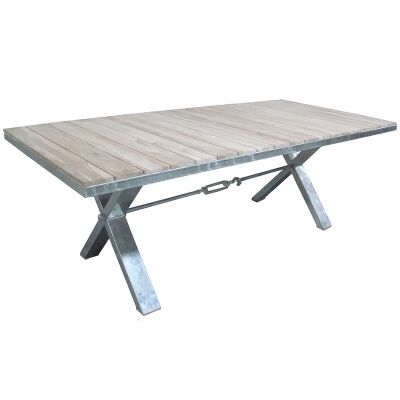 Lerryn Teak Timber & Metal Dining Table, 220cm
