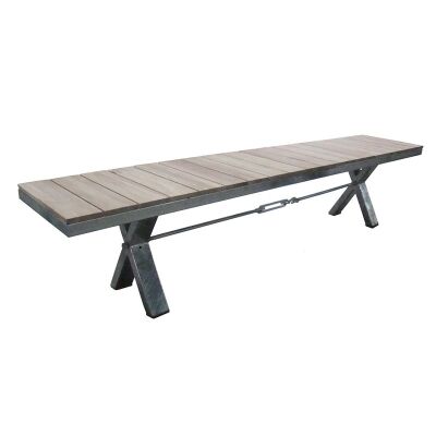 Lerryn Teak Timber & Metal Dining Bench, 220cm