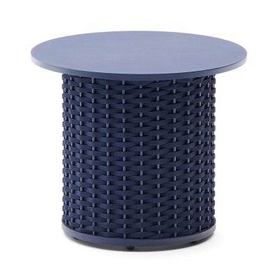 Dallis Aluminium & Woven Rope Indoor / Outdoor Round Side Table, Blue