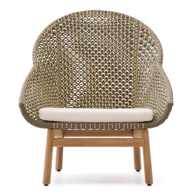 Palermo Poly Rattan & Teak Timber Outdoor High Back Armchair