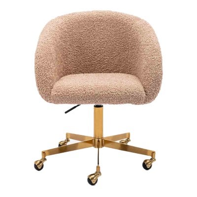 Avalon Teddy Fabric Office Chair, Nude / Gold
