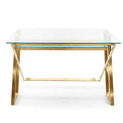 Virginia Glass & Stainless Steel Desk, 120cm, Gold